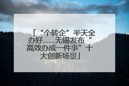 “个转企”半天全办好……无锡发布“高效办成一件事”十大创新场景