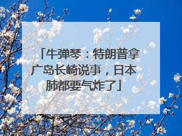 牛弹琴：特朗普拿广岛长崎说事，日本肺都要气炸了