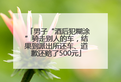男子“酒后犯糊涂”骑走别人的车，结果到派出所还车、道歉还赔了500元