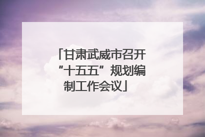 甘肃武威市召开“十五五”规划编制工作会议