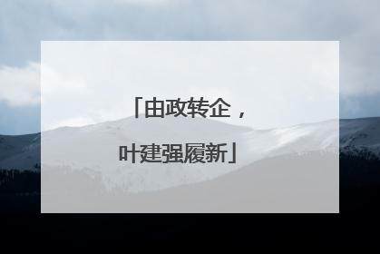 由政转企，叶建强履新