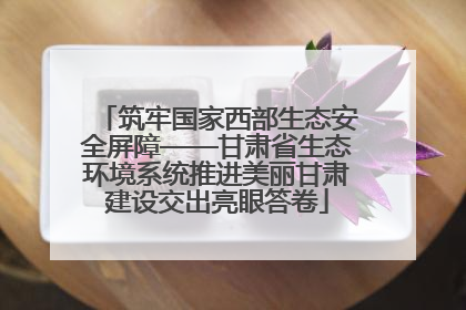筑牢国家西部生态安全屏障——甘肃省生态环境系统推进美丽甘肃建设交出亮眼答卷