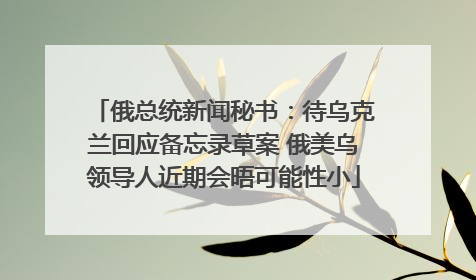 俄总统新闻秘书：待乌克兰回应备忘录草案 俄美乌领导人近期会晤可能性小