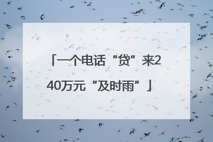 一个电话“贷”来240万元“及时雨”
