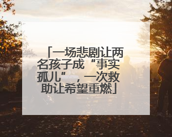 一场悲剧让两名孩子成“事实孤儿”，一次救助让希望重燃