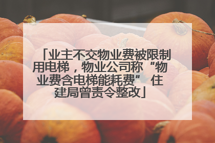 业主不交物业费被限制用电梯，物业公司称“物业费含电梯能耗费” 住建局曾责令整改