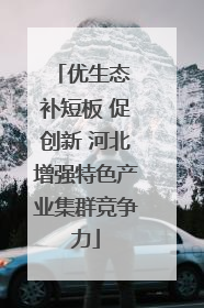 优生态 补短板 促创新 河北增强特色产业集群竞争力