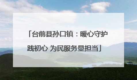 台前县孙口镇：暖心守护践初心 为民服务显担当