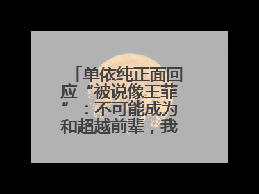 单依纯正面回应“被说像王菲”：不可能成为和超越前辈，我想致敬他们