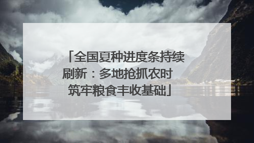 全国夏种进度条持续刷新：多地抢抓农时 筑牢粮食丰收基础