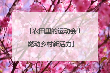 农田里的运动会！燃动乡村新活力