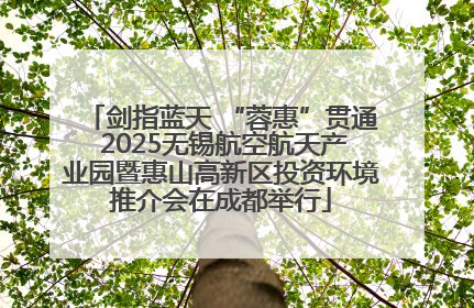 剑指蓝天 “蓉惠”贯通 2025无锡航空航天产业园暨惠山高新区投资环境推介会在成都举行