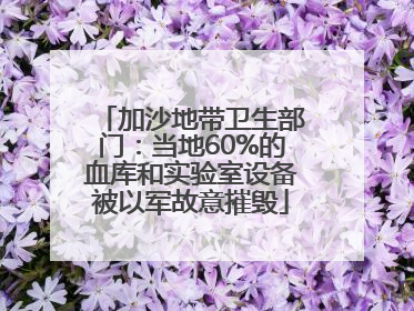 加沙地带卫生部门：当地60%的血库和实验室设备被以军故意摧毁