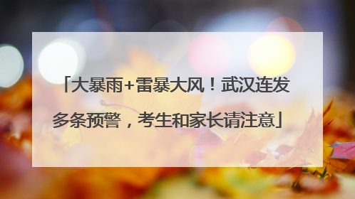 大暴雨+雷暴大风！武汉连发多条预警，考生和家长请注意