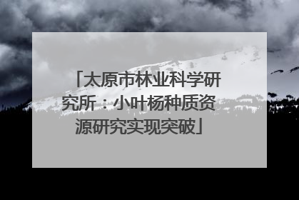 太原市林业科学研究所：小叶杨种质资源研究实现突破