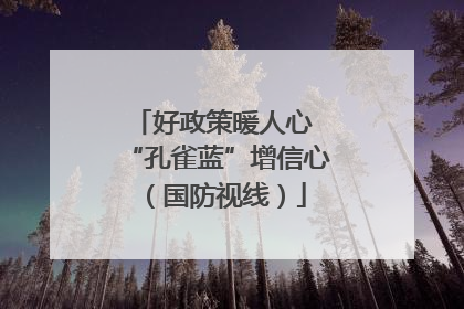 好政策暖人心 “孔雀蓝”增信心（国防视线）