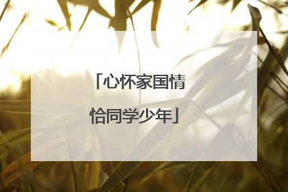 心怀家国情 恰同学少年