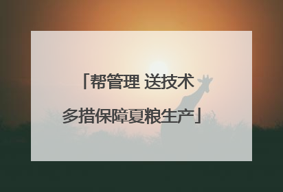 帮管理 送技术 多措保障夏粮生产