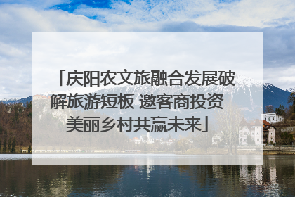 庆阳农文旅融合发展破解旅游短板 邀客商投资美丽乡村共赢未来