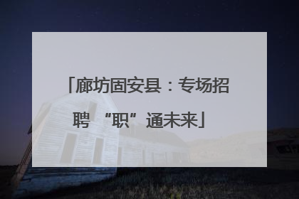 廊坊固安县：专场招聘 “职”通未来