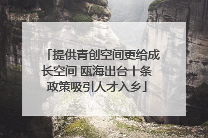 提供青创空间更给成长空间 瓯海出台十条政策吸引人才入乡