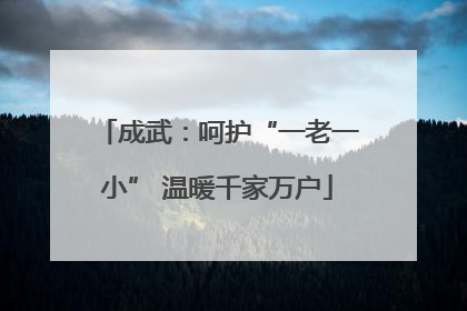 成武：呵护“一老一小” 温暖千家万户