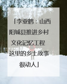 李亚鹤：山西阳城县推进乡村文化记忆工程 这里的乡土故事很动人