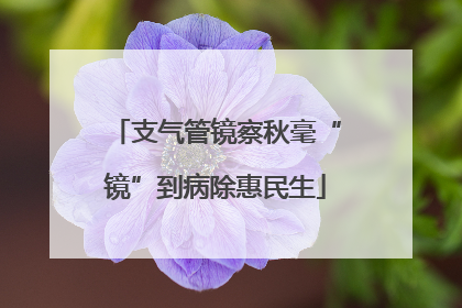 支气管镜察秋毫“镜”到病除惠民生