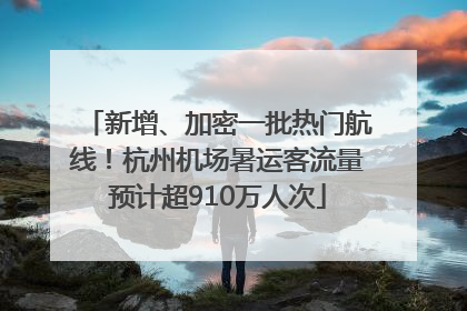 新增、加密一批热门航线！杭州机场暑运客流量预计超910万人次