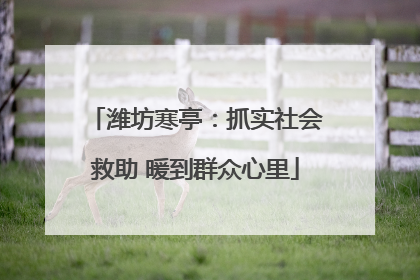 潍坊寒亭：抓实社会救助 暖到群众心里