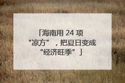 海南用 24 项 “凉方”，把夏日变成 “经济旺季”
