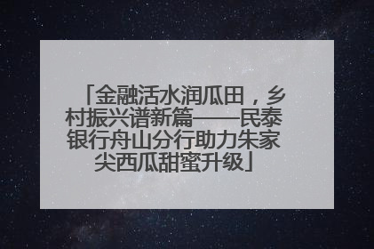 金融活水润瓜田，乡村振兴谱新篇——民泰银行舟山分行助力朱家尖西瓜甜蜜升级