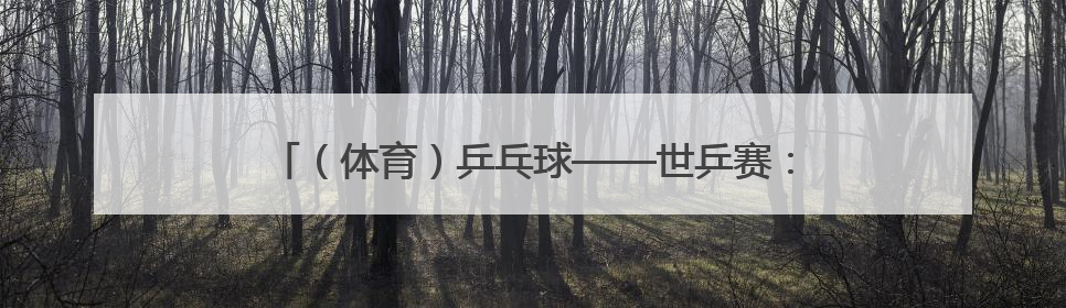 （体育）乒乓球——世乒赛：孙颖莎晋级女单决赛（2）