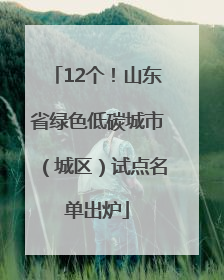 12个！山东省绿色低碳城市（城区）试点名单出炉