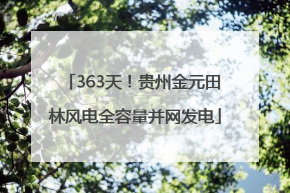 363天！贵州金元田林风电全容量并网发电