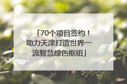 70个项目签约！助力天津打造世界一流智慧绿色枢纽
